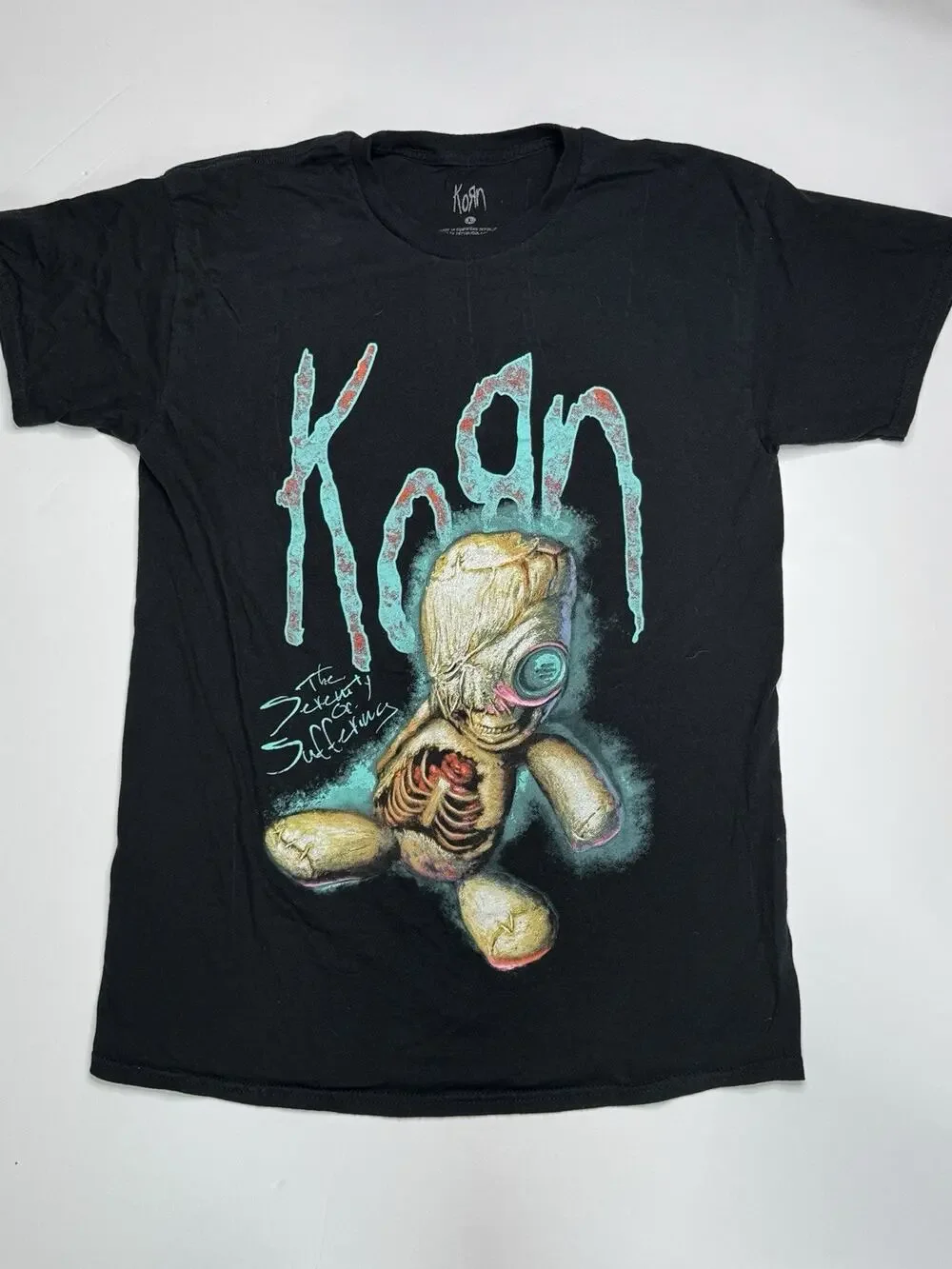 Korn The Serenity of Suffering T-Shirt Mens L Black Doll Nu Metal Band Tee